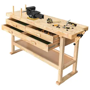 Olympia Tools 60" Rubber Hardwood Workbench, 4 Drawers, 450 lbs Weight Capacity