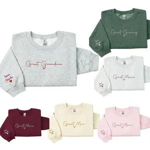 Custom Great Grandma Embroidered Sweatshirt with Kids Names – Meaningful Gift for Grandma Mother's Day, Trendy Mama Shirt, Mothers Day Gift, New Mama, Baby Shower Pregnancy Announcement Shirt