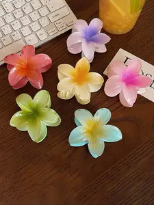 Cute Ombre Color Flower Design Hair Claws, Flower Hair Clip, Casual and Versatile Hair Accessories for Women, Minimalist Headwear Suitable for Thick Hair