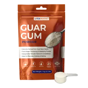Vitamatic Guar Gum Powder - 1 kg (2.2 lb) Soluble Fiber Powdered Supplement Drink Mix, Plant-Based Thickener-Stabilizer, Non-GMO, Gluten-Free, Ideal for Baking-Cooking