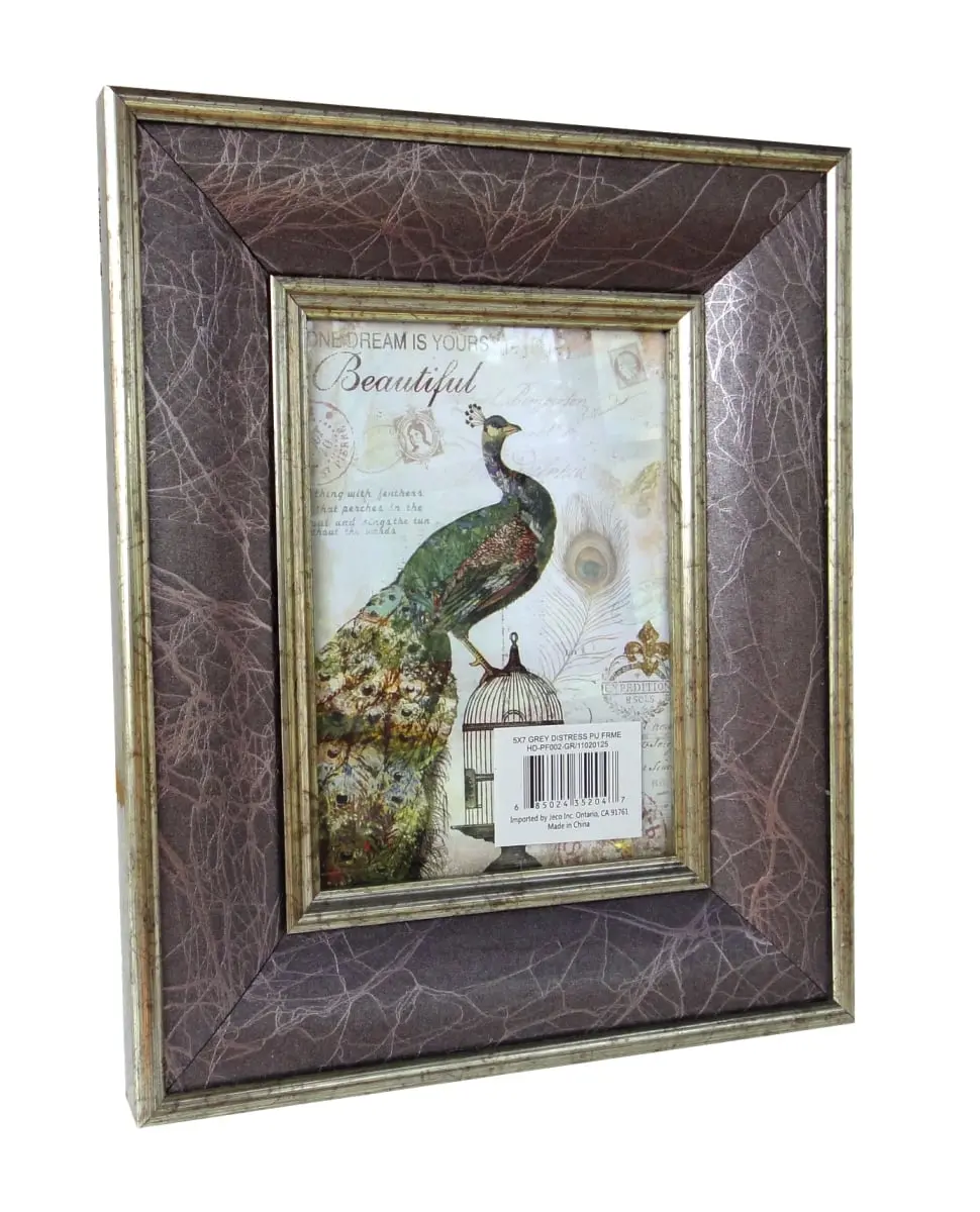 Jeco HD-PF002-GR Rustic Ceramic Photo Frame - 5x7 in. Distressed Look, 11.1x9.1x1.25 in., No Assembly Required, for Room Decor, General Decor, All Year Round Use, Rustic Frame