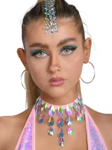 Pink Iridescent Gem Necklace for Women - Perfect Festival Accessory