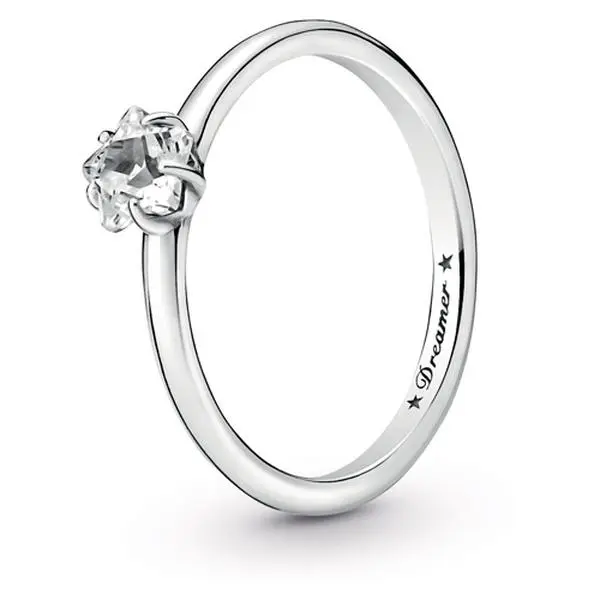 PANDORA Celestial Star Solitaire Ring for Adults, Classic Sterling Silver with Engraved Detail, Perfect for Everyday Wear & Ring Stack 190026c01-52