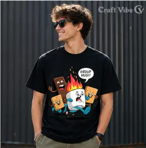 Online Exclusive Deal | Group Hug Smores Marshmallow Chocolate Boys Funny Camping T-Shirt, for Boys Fashion Trend Bottoming Shirt Breathable, Moisture Wicking, Casual Comfortable Top Streetwear Fashion Casual Summer Tee Crew Neck Short Sleeve T-Shirt