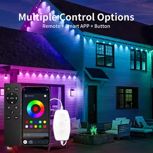 RGB+IC Eave DIY Lights Outdoor Permanent  LED Colorful Eaves IP67 Waterproof Under Eave String Lights with Remote Smart APP & Button Control for House & Garden Christmas Gifts on Black Friday and Cyber Monday