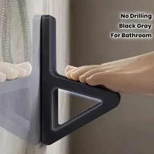 Black grey non perforated shower foot pedal - wall mounted reusable bathroom accessory, suitable for pregnant women and relieving back pain, universal throughout the season, Bathroom Shower Equipment