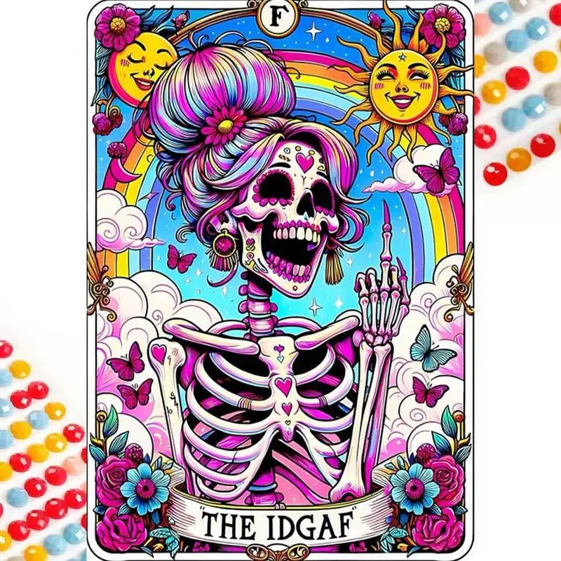 5D DIY Diamond Arts Colorful Painting Kit, Crafts, Rhinestone Painting, Skull Pattern Diamond Arts Colorful Painting without Frame, DIY Decor Painting for Bedroom, Halloween