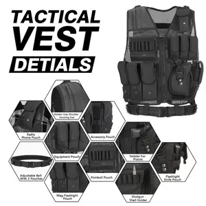 Unisex Nylon Outdoor Vest with Adjustable Strap, Multi-Pockets, Breathable Design for Camping, Hiking