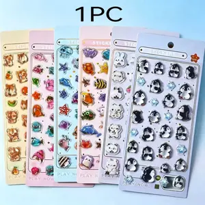 Cute 3D Transparent Jelly Stickers, Beautiful Animal Stickers, Waterfowl Tiger Ocean Creatures, Self-Adhesive Labels for Diaries, Phone Cases, DIY Art