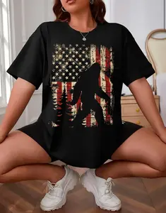 Bigfoot Sasquatch America Flag Patriotic Men Women Kids T-Shirt