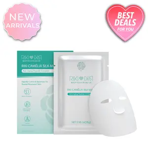 RIKI Camélia Anti-aging Peptide Silk Mask - Lightweight Silk Sheet for Intense Hydration & Anti-Aging Boost - Free of Fluorescent Agents - Perfect Post-LED Therapy