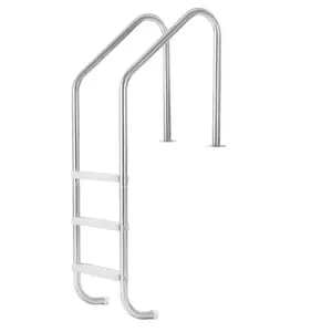 【Father's Day Gift】3-Step Above-Ground Pool Ladder, Stainless Steel/Plastic Construction, 2 Handrails, 265 lb Load Capacity, for 48-54 in Pools, Above-Ground Pool Ladders