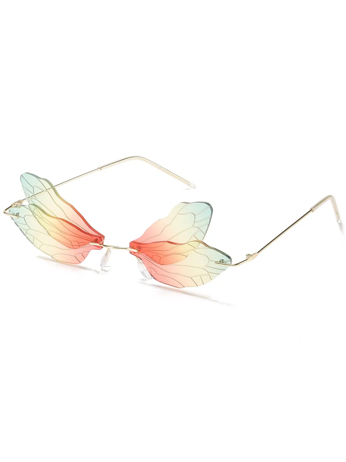 Creative Dragonfly Design Rimless Sunglasses, Vintage Trendy Sunglasses for Everyday Use, Fashion Accessories for Outdoor Activities, Trendy Beach Eyewear, Trendy Shades, Stylish Glasses