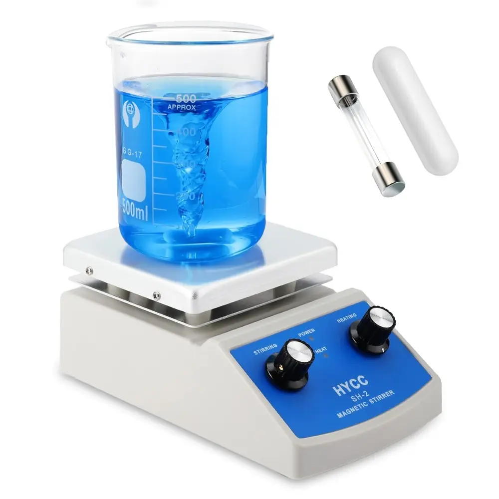 Magnetic Stir-Heated Hot Plate with Adjustable Settings, Teflon Coating, 100~2000 RPM Speed Range, 716°F Max Temp, 2000 mL Capacity for Classroom Students, Home Brewing, Includes Magnetic Stir Bar, Aromatherapy