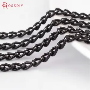 5 Meters Width 3MM 3.5MM 4.3MM Electrophoresis Black Aluminum Extended Chain Diy Jewelry Findings Accessories