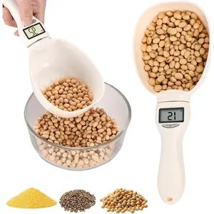 Digital Food Measuring Scoop Scale Electronic Kitchen Measuring Spoon Scale for Cooking Baking Smart Adjustable Measure Cup with LCD Display Tare Function for Home Cooks Bakers Chefs Pet Owners