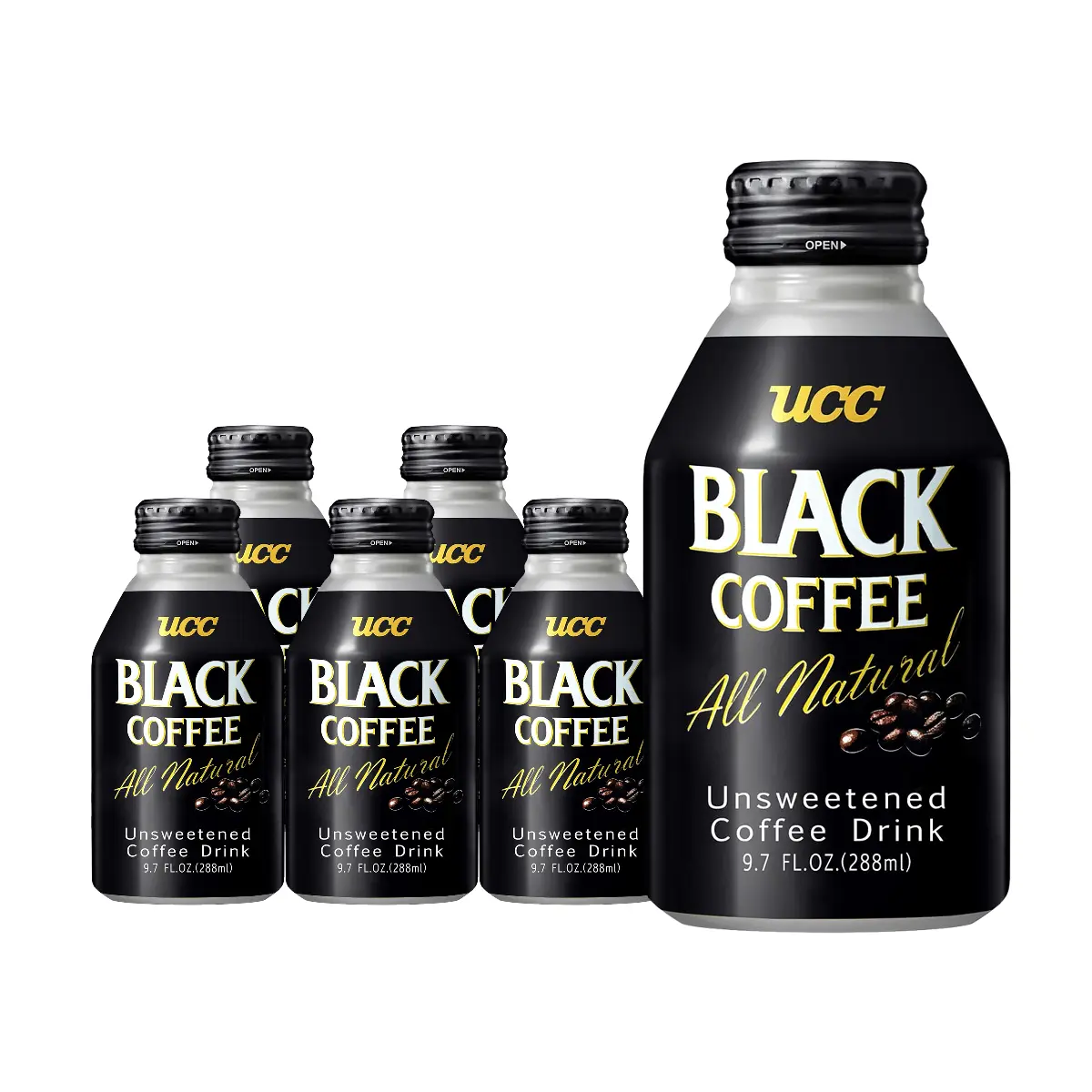 UCC Japan Sugar-Free Black Coffee Canned 288ml x 6 Pack - Zero Sugar, Zero Fat, Low Calorie, Premium Brewed Coffee for On-the-Go