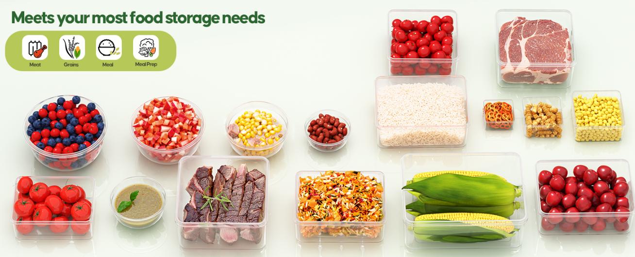 62Pcs Airtight Food Storage Containers with Labels & Lids (31 Containers + 31 Lids) , 85 oz Large Leakproof Meal Prep Containers, Reusable Plastic for Kitchen Organization, Microwave & Dishwasher Safe Utensils Set Flexible