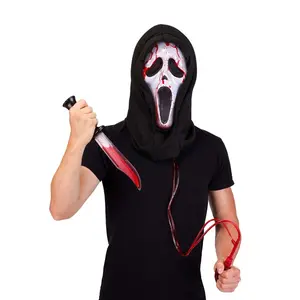 Adult Ghost Face Bleeding Mask with Knife Costume Kit