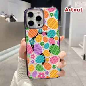Magnetic Phone Case for iPhone 16 Pro Max 15 Plus 14 13 12 11 XS E XR Easter Egg Floral Burst Pattern Supports Wireless Charging Shockproof Clear Slim Protective Softcase Transparent Cover