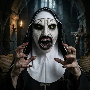 Horror Scary The Nun Latex Mask With Turban Valak Cosplay Halloween Costume Face Masques Prank Prop Headgear Christmas Gifts