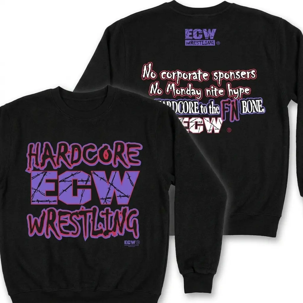 [SALE UP TO 45%] ECW WWF WWE Invasion Hardcore Logo Sweatshirt Taz Sandman Dreamer RVD Sabu S-5XL