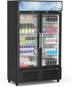 【GARVEE】Commercial Refrigerator, Commercial Freezer, 25.3 Cu. Ft. Upright Commercial Display Refrigerator, Beverage Cooler with 2 Glass Doors and LED Lights for Home Restaurants, Grocery Stores, Black