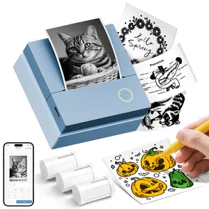 PM290C Sticker Printer Thermal Mini Printer Bluetooth Print with Paper Portable for Phone & Tablet Ideal for Notes Photos Journal  Ideal Gift for Valentine's Day- Sticky Labels