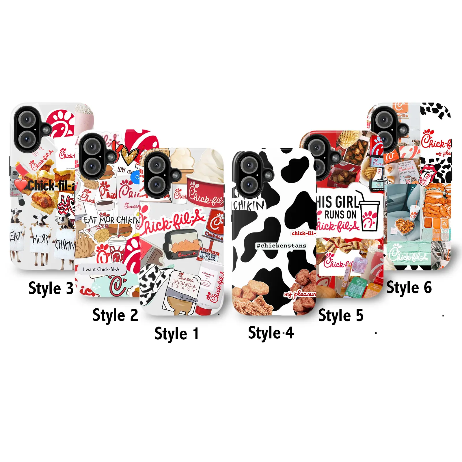 Vintage Chick-fil-A Themed Smartphone Case - Durable Shockproof Polycarbonate Plastic Cover, Iconic Waffle Fries & Nuggets Pattern, Glossy Finish, UV Resistance Protective Case for iPhone 16-11 with Camera Protection & Cleaning Feature