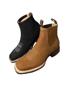 Botin Suela 8 Segundos Men's Round Toe Leather Boots Winter Casual Plain Design Durable Construction Closed Toe Walking Shoes