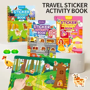 Children Reusable Jelly Sticker Book, Multi-scene DIY Decorative Stickers, Illustration Stickers, Cartoon Sticker Book Interactive Toys, Portable Quiet Busy Paste Books, Kids Jelly Sticker Toy Gifts, Nature Stickers