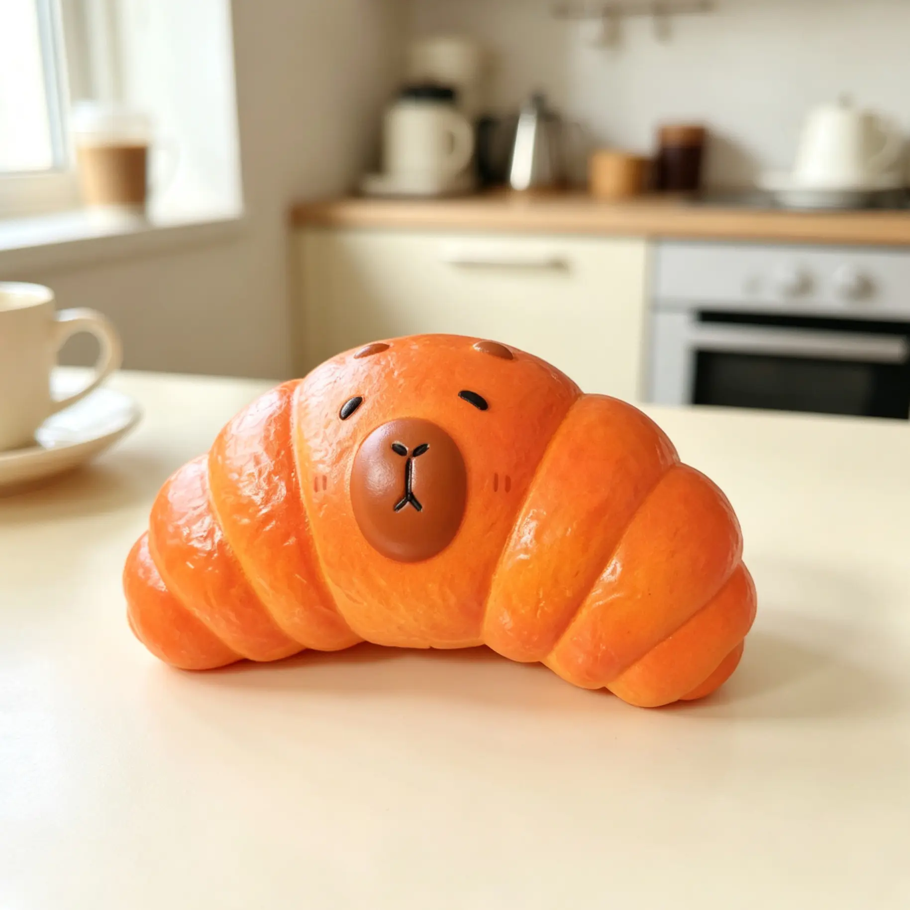 Viral Capybara Croissant Squishy Toy, Soft Slow Rising Fidget Toy for Anxiety, Cute Desk Decor, Premium Stress Relief Gift for Office, Kawaii Sensory Squish