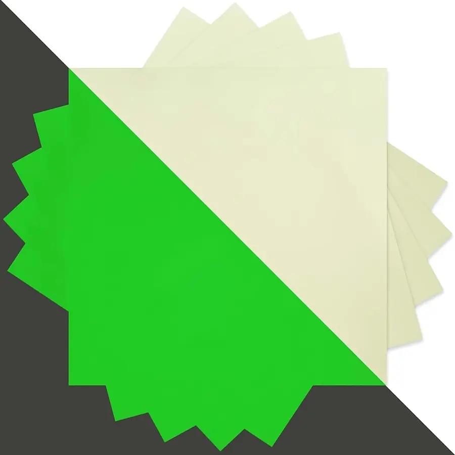10-Sheets A4 Glow-in-the-Dark Waterproof Vinyl Sticker Paper for Inkjet Printers - Green & White Contrast Design, DIY Crafts, Office Labels, Vibrant Print Quality