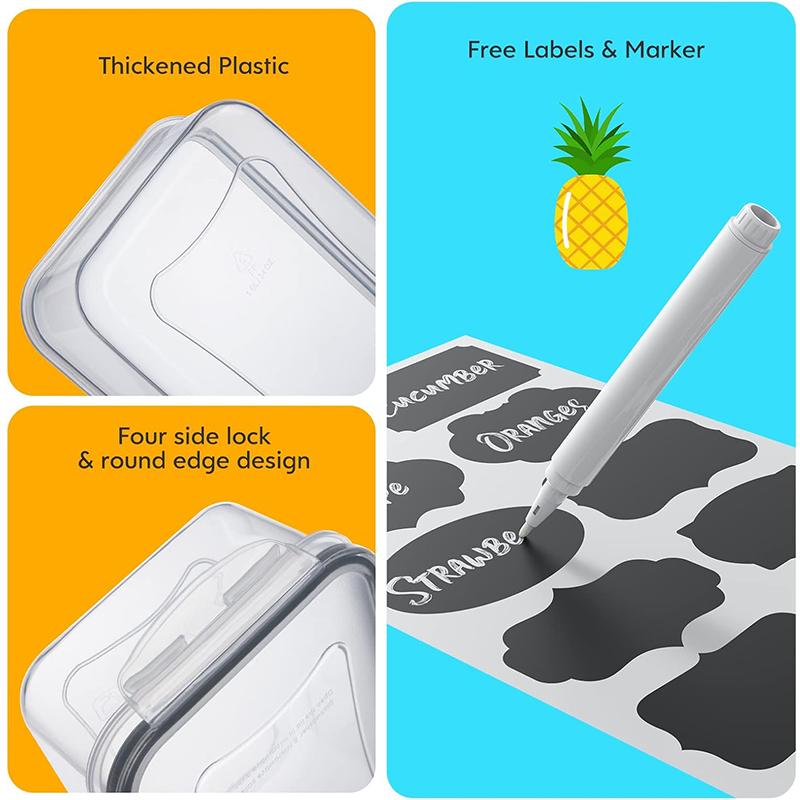 Mothers Day Gift 48Pcs Food Storage Container Set Airtight Preservation Boxes with Easy Snap Lids Leakproof Plastic Containers for Pantry Travel Outdoor Picnic Kitchen Organization Includes Labels and Markers