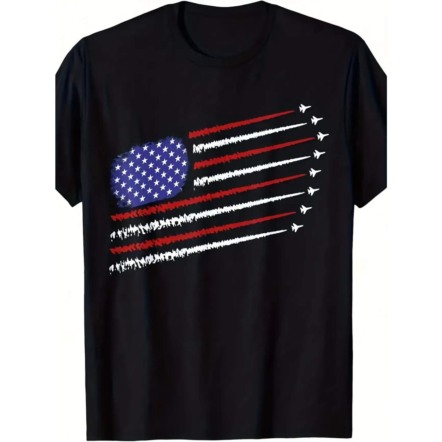Men'S And Unisex T-Shirts Featuring Holiday Fighter Jets with The Flag, Perfect for Celebrating The 4Th of July. Made from Soft, Breathable, These Comfortable Short-Sleeve Shirts Are Ideal for Casual Wear.