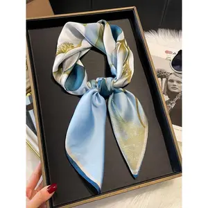 Floral Print Square Scarf, Fashionable Soft Comfortable Scarf for Women, Elegant All-match Fashion Accessories for Daily Wear, Exquisite Jewelry for Birthday Gift