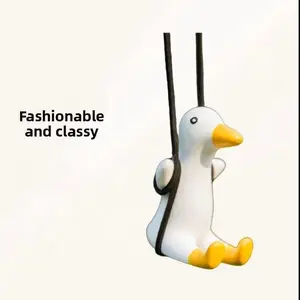 Adorable Silly Duck Swing Charm - White & Yellow Hanging Decoration - Hangable - Ornaments