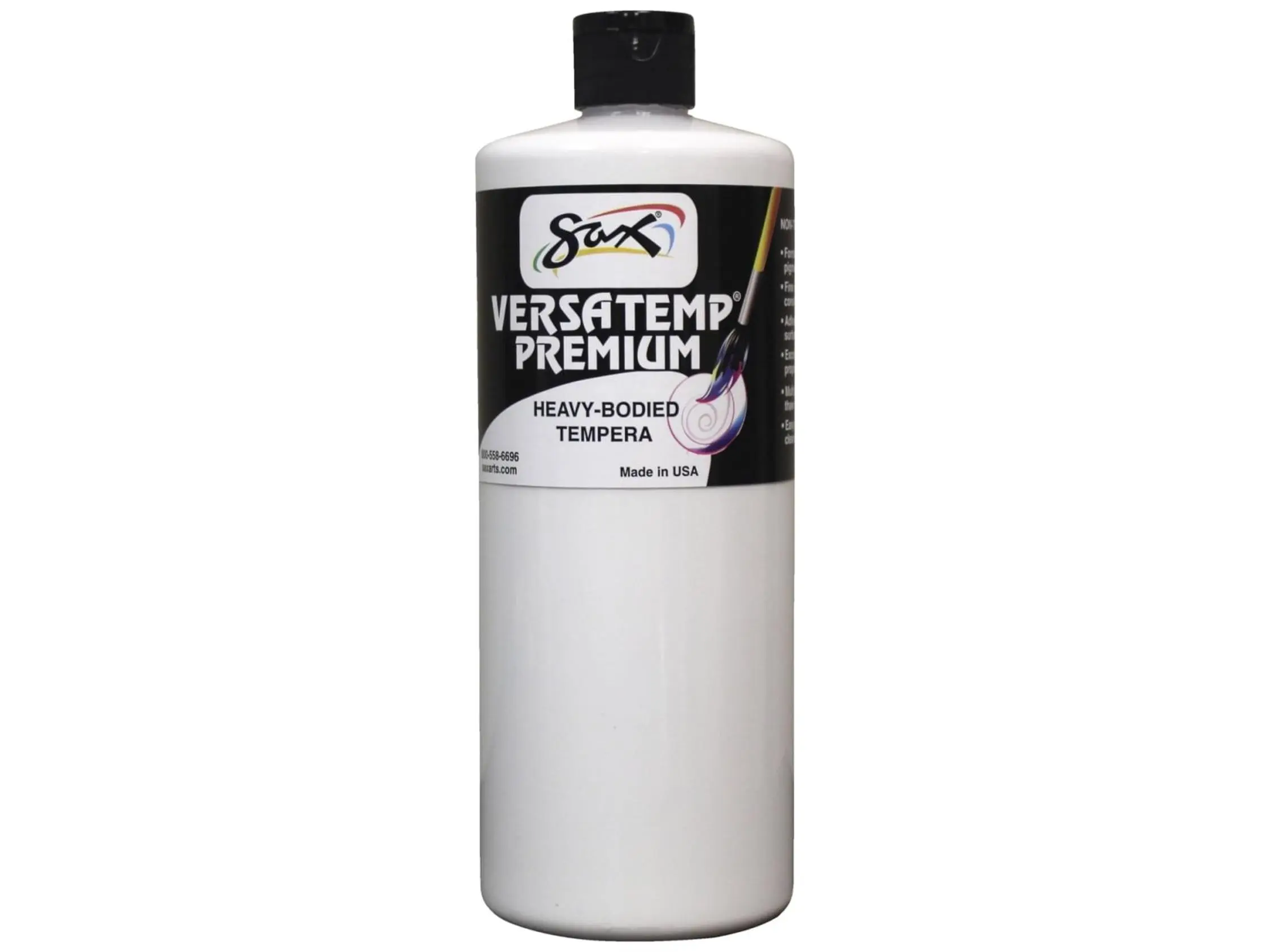 Chroma Acrylics 1592723 Versatemp Premium Heavy-Bodied Tempera Paint, White Bottle, Ideal for Backdrops & Block and Screen Printing, Cleans Up Easy, Excellent Color Mixing