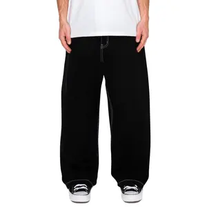 Men's Ultra Baggy Y2K Wide-Leg Denim Jeans - Oversized Classic Fit Mid Waist Below the Ankle Cotton Pants with 32” Inseam & Oversized Back Pocket