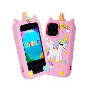 Kids Educational Learning Mobile Phone Toy, 2 Million  Dual Camera, 8G  Memory,  40 Puzzle games,  Flashlight, Alarm Clock, Timer,  Stories, arnWord , Suitable For 3-8 Year Old And Girls, The Best Gift For Birthdays And Christmas.