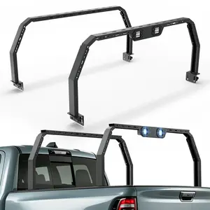 【Yzona】Adjustable 23-26" High Truck Cargo Bed Racks with 2 Led Lights Compatible with Frontier Tacoma Tundra Silverado 1500 Sierra 1500 Ram 1500 Titan Canyon Colorado JT Ford F-Series Ranger