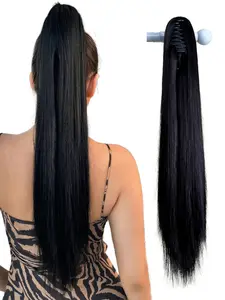 Long Straight Claw Clip Ponytail Hair Extension, Natural Look, Voluminous Texture, High Temperature Synthetic Hair for Women's Daily Use, Ponytail Extensions, Synthetic Hairpiece