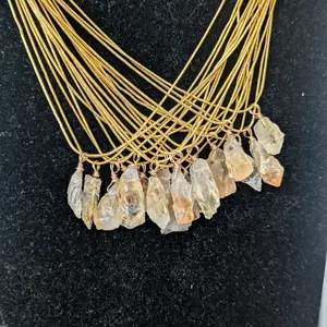 Citrine crystal Necklace with gold plated chain