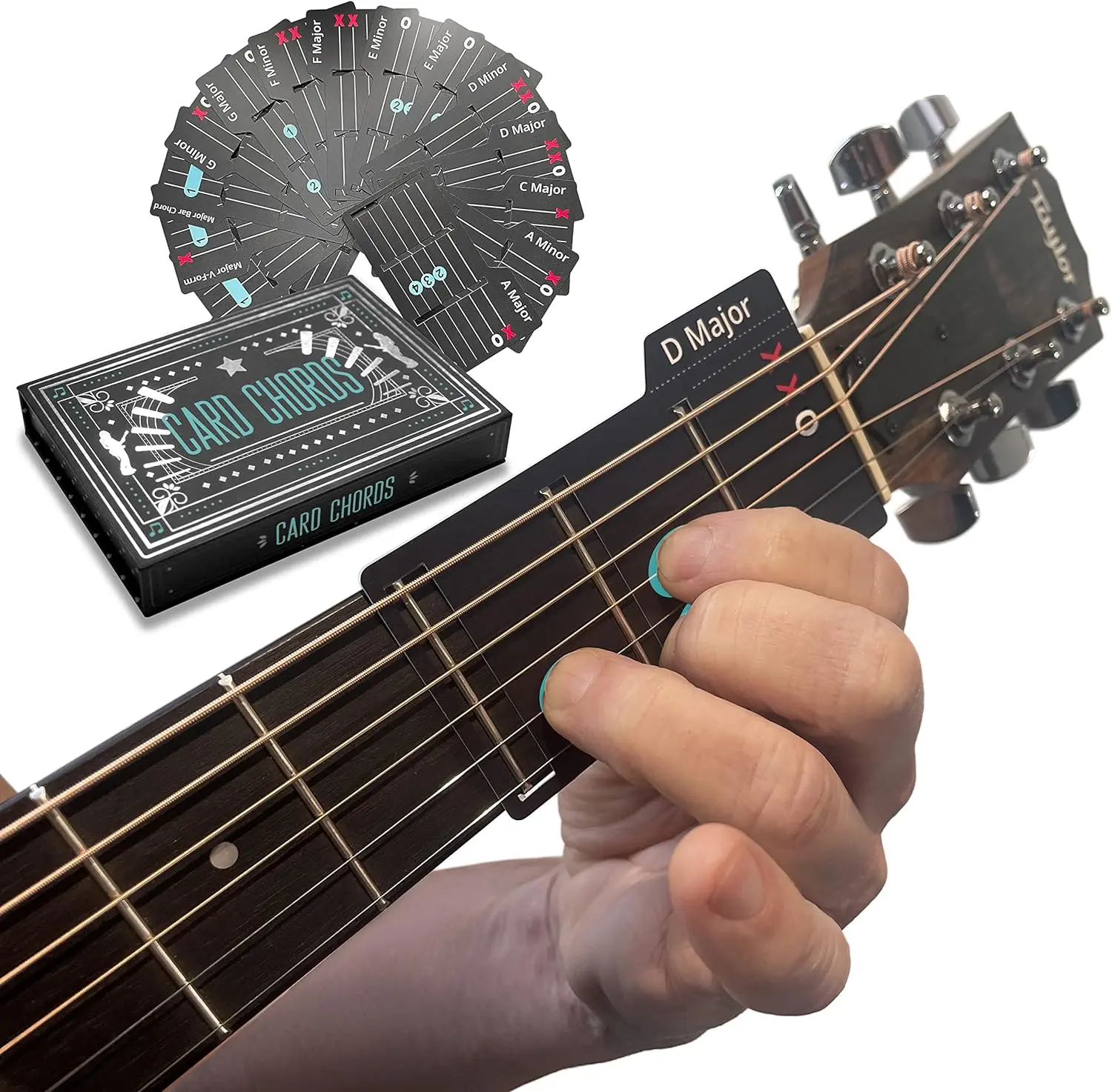 Learn Guitar in Minutes Deluxe Edition with Case Card Chords - Fits All Guitars, Includes Card for ACOUSTIC & ELECTRIC Guitar, Guitar Starter