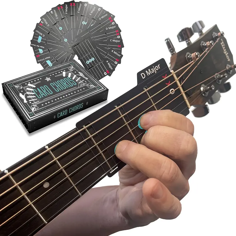 Learn Guitar in Minutes Deluxe Edition with Case Card Chords - Fits All Guitars, Includes Card for ACOUSTIC & ELECTRIC Guitar, Guitar Starter