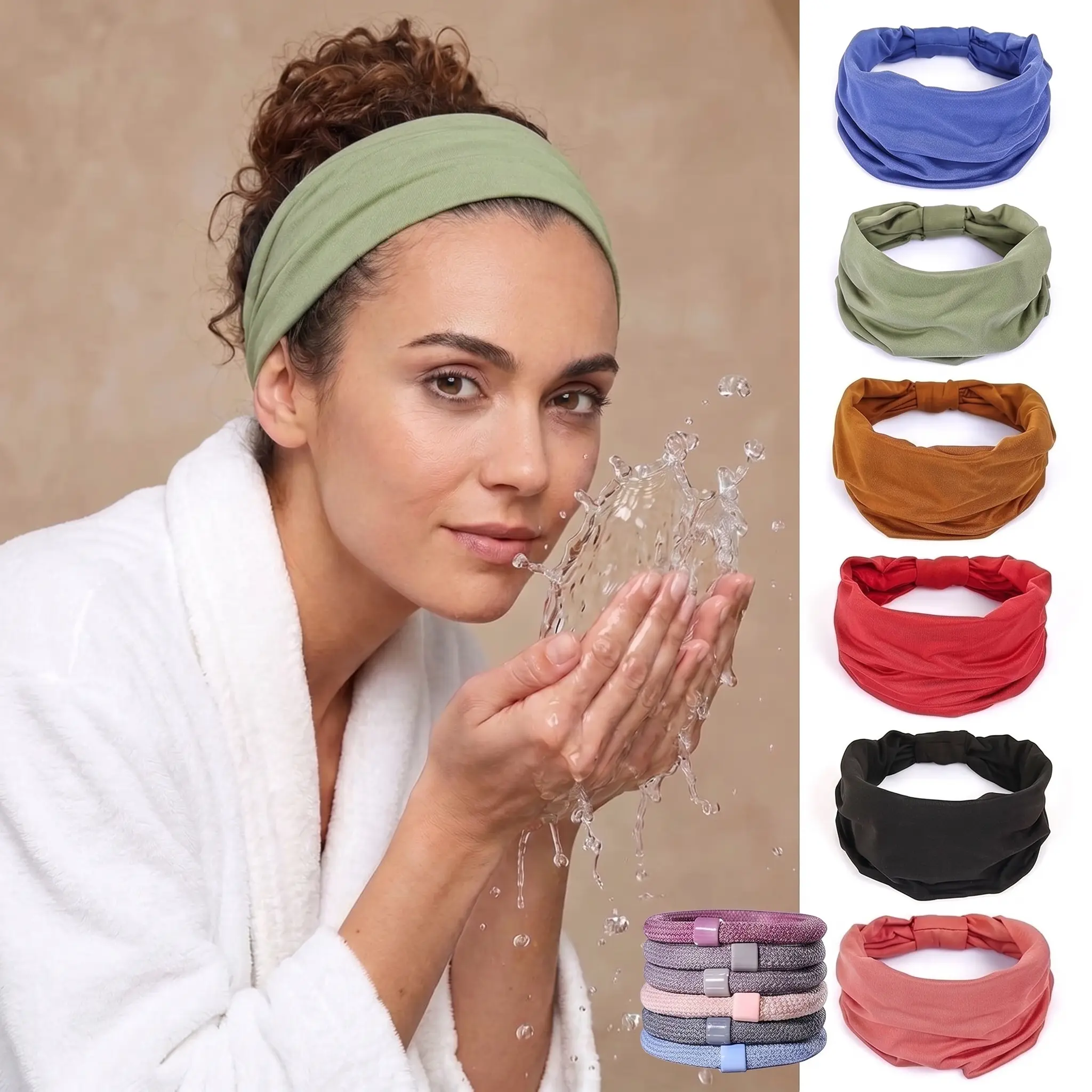 6 Pack Soft Headbands for Women Non Slip, 5.5" Extra Wide Headband for Hairline Coverage, Tame Flyaways & Edges, Solid Soft Head Bands for Bad Hair Day (With 6 Free Hair Ties)