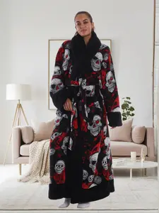 Autumn/winter New Style Bathrobe, Collar Loungewear, Christmas Series Print, Long Sleeve Thicken Couples' Pajamas, Fits Heights 160-185cm, Weights 65-95kg