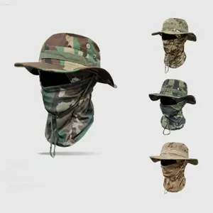 Camouflage Bucket Hat with UV Protection Adjustable Drawstring Lightweight Windproof Boonie Hat for Fishing Hiking Camping Travel Outdoor Activities
