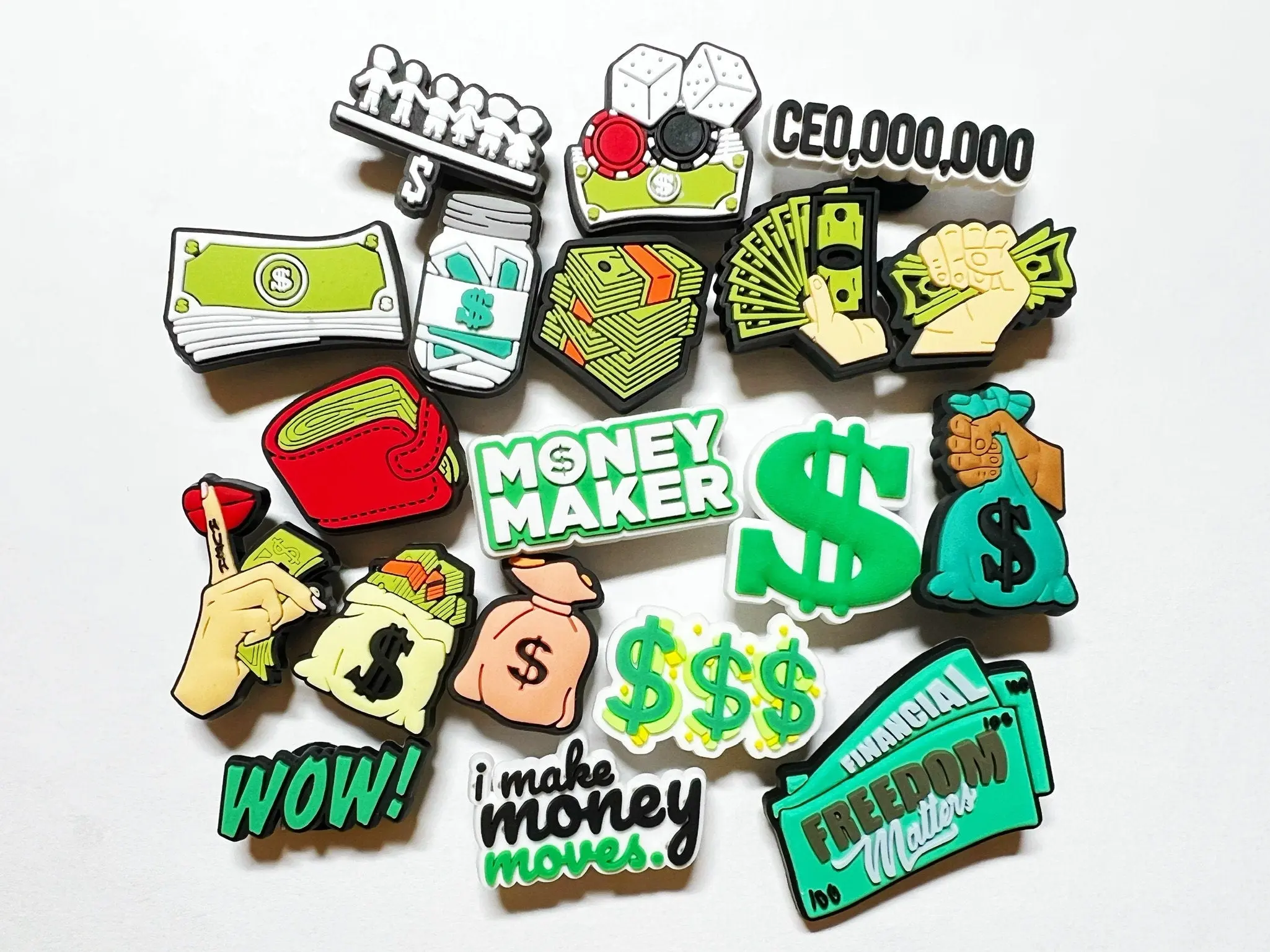 Money dollar sign money make dice cash shoe charms Money dollar sign money make dice cash shoe charms