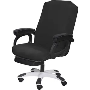 GLIMMER Office Chair Cover- Large, Black- Removable Computer Cover for with Zipper Universal Rotating Desk High Back Seat Washable Protector Pets